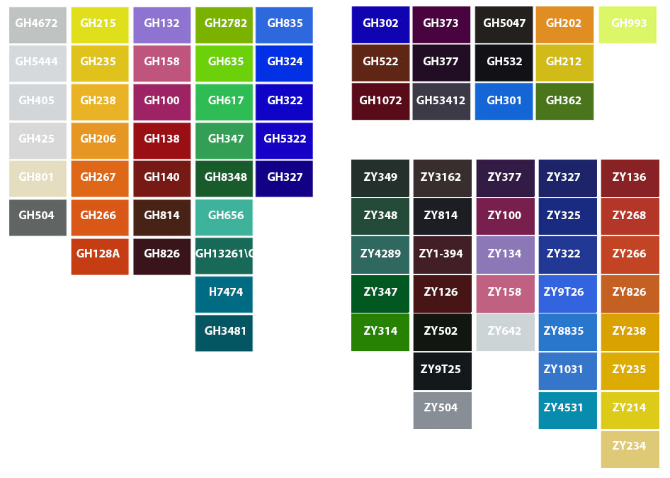 colour swatches of acrylic sheets