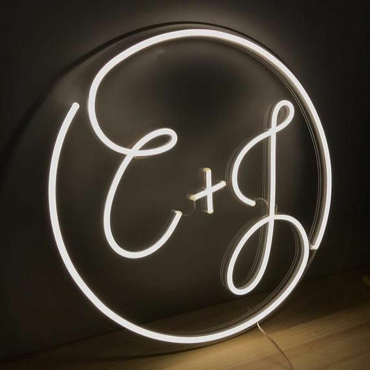 Initials in Circle Neon Sign