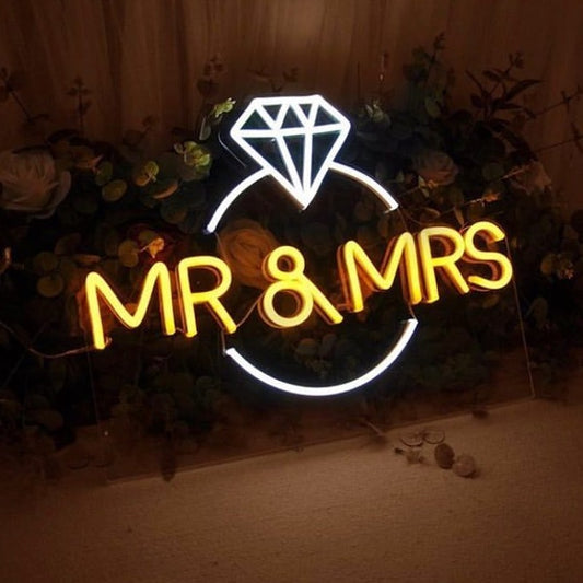 Mr & Mrs Ring Neon Sign
