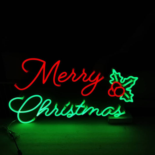 Merry Christmas Mistletoe Neon Sign